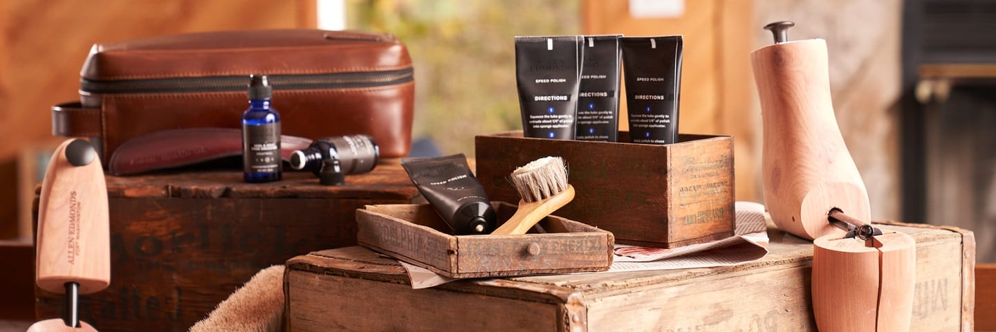 Collection of Allen Edmonds shoe care products