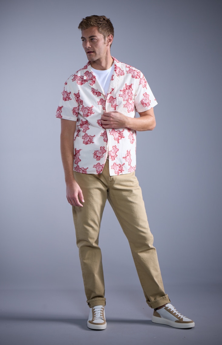 woven jacquard Billy Reid shirt and our bestselling Oliver stretch-lace sneaker