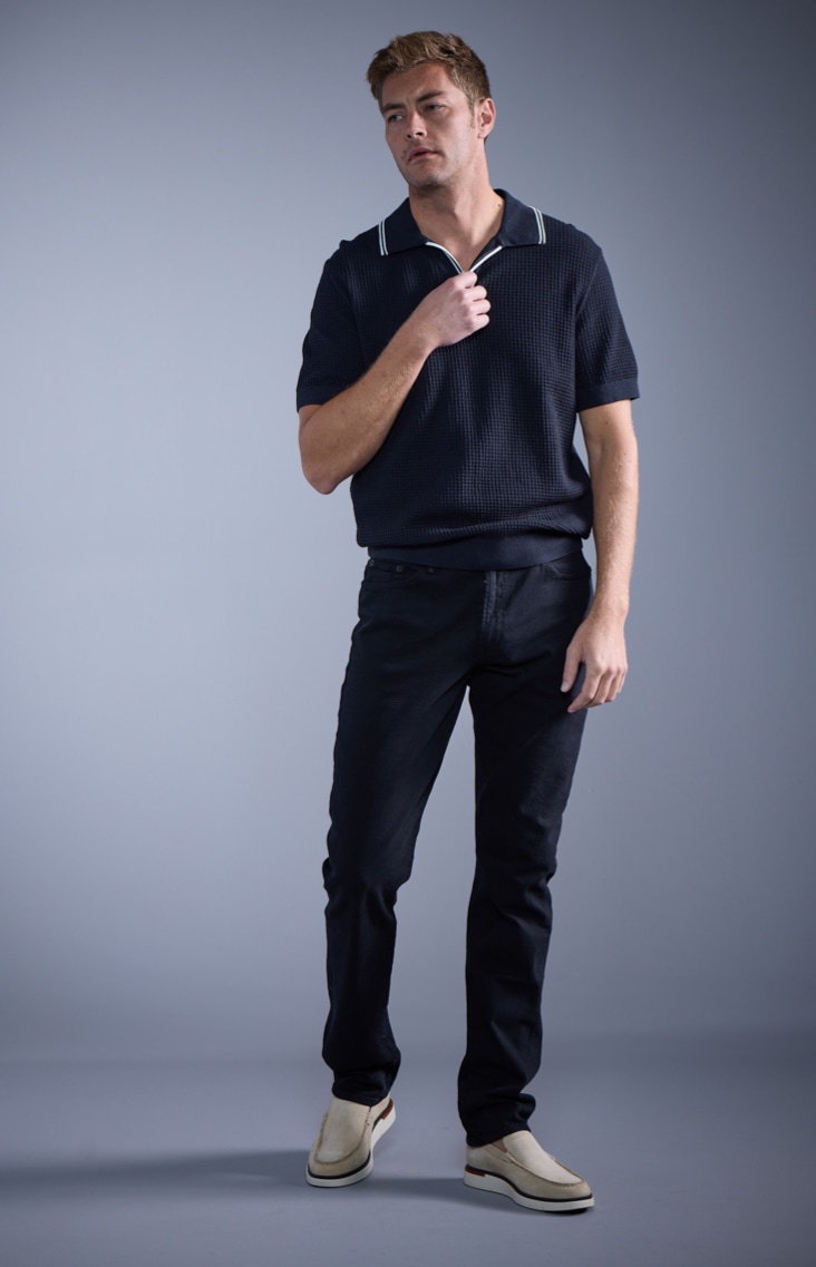 Bugatchi tipped collar polo and our Carson Venetian loafer