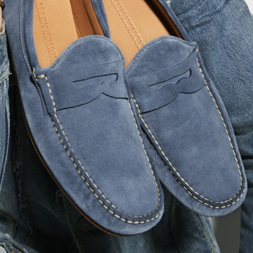 Allen Edmonds Blue Suede Loafers