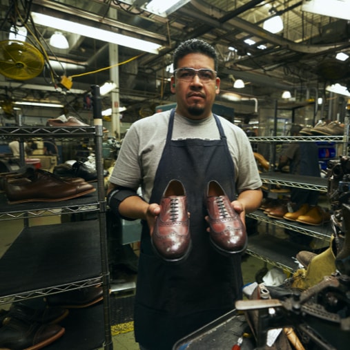 Allen Edmonds craftsperson in the Port Washington Studio