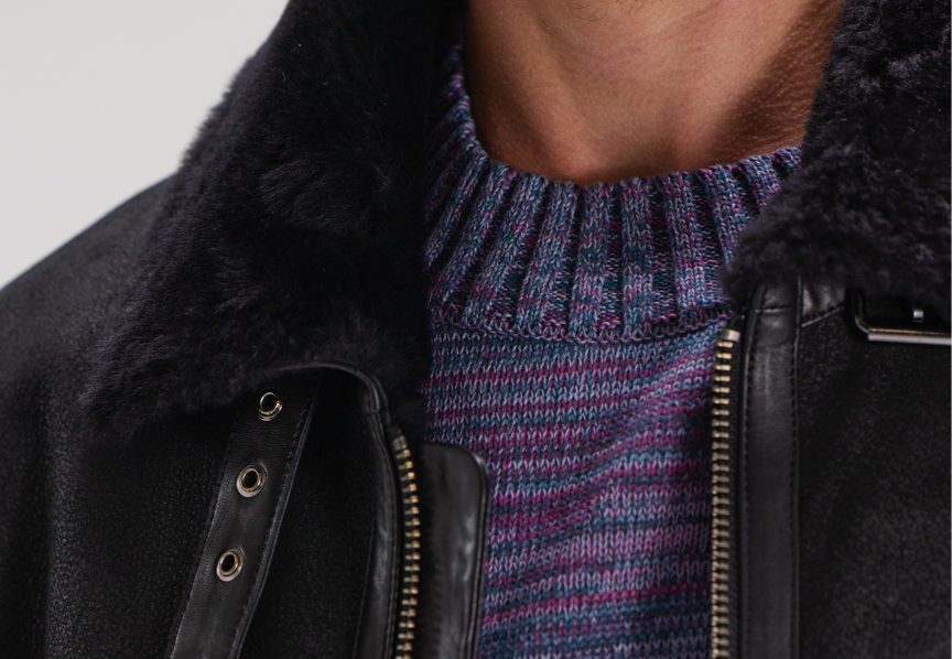 bomber jacket with shearling collar
