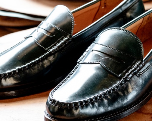 black penny loafers