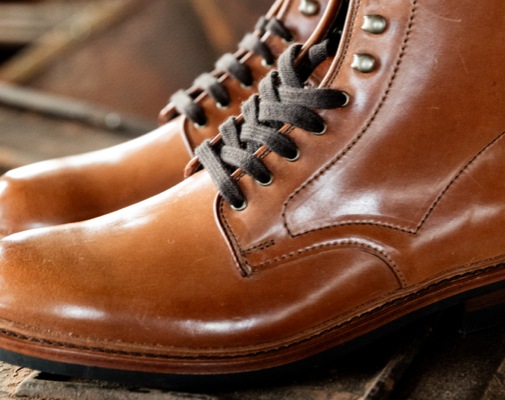 close up of stitching on boots