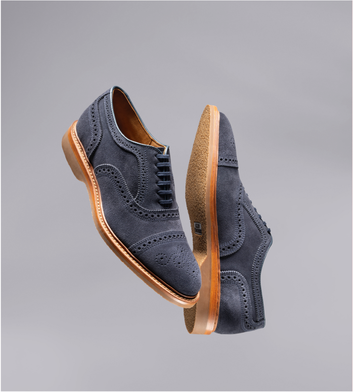 strand verse oxford in blue suede