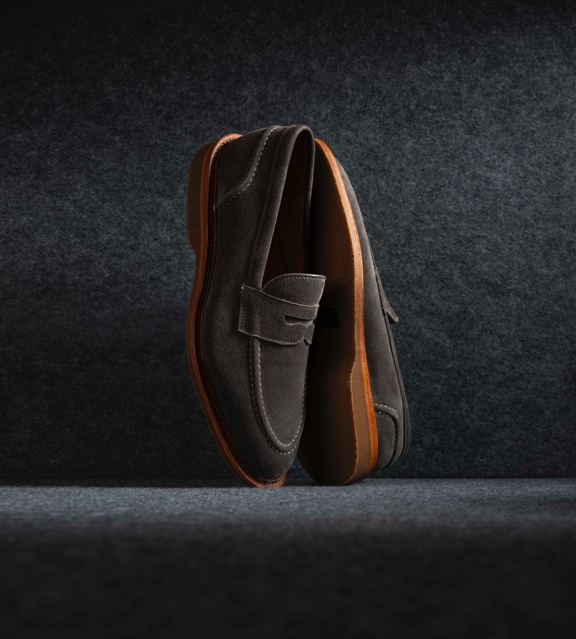 Randolph Verse Penny Loafer in Dark Grey Suede