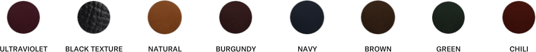 Cordovan leather swatches in assorted colors