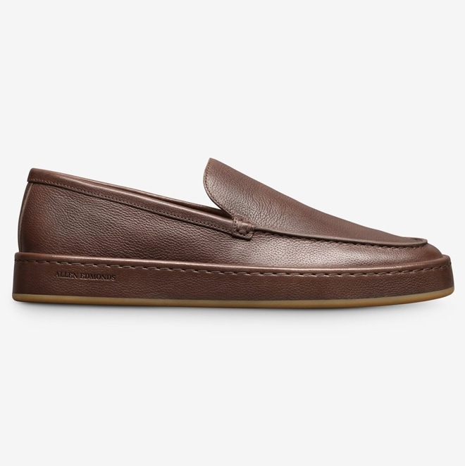 men’s brown leather slip on sneaker. 