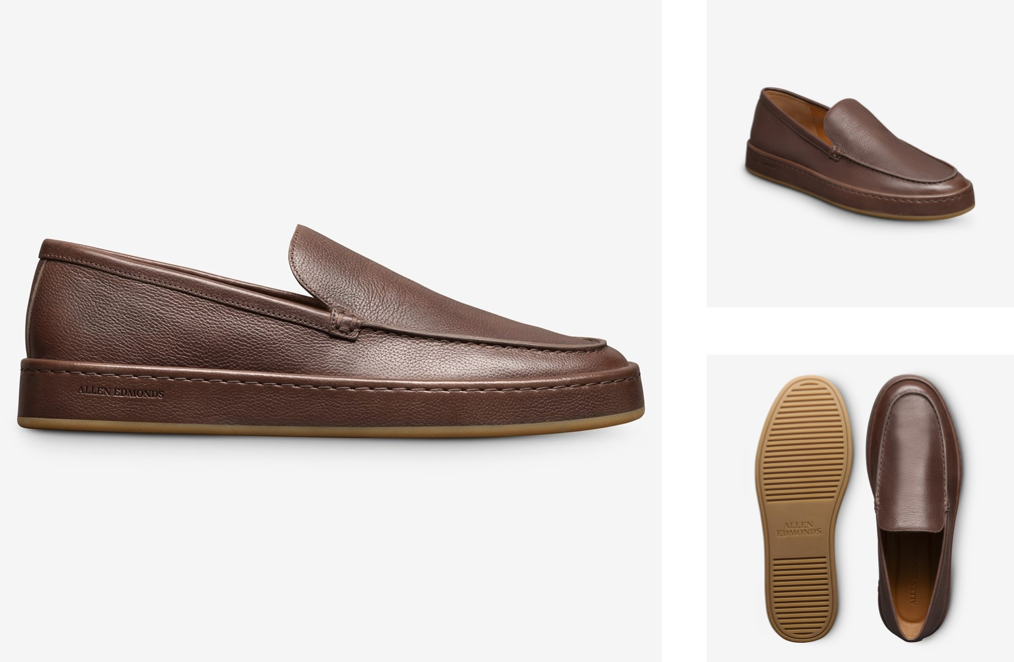 men’s brown leather slip on sneaker. 