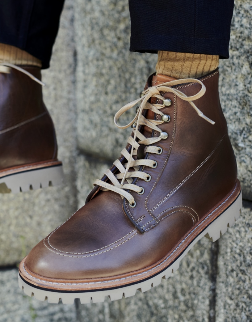 Brown Weatherproof Laceup Boot with Lug Sole by Allen Edmonds