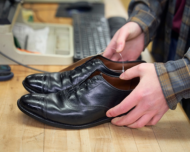 Shoes arrive at our factory for refinishing