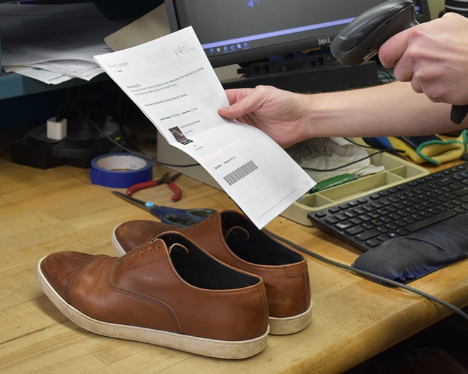 Shoes arrive at factory for recrafting