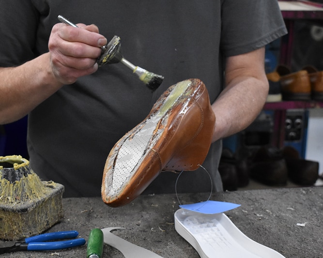 Adhesive applied to outsoles