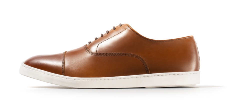 Brown cap-toe oxford dress sneaker for  men