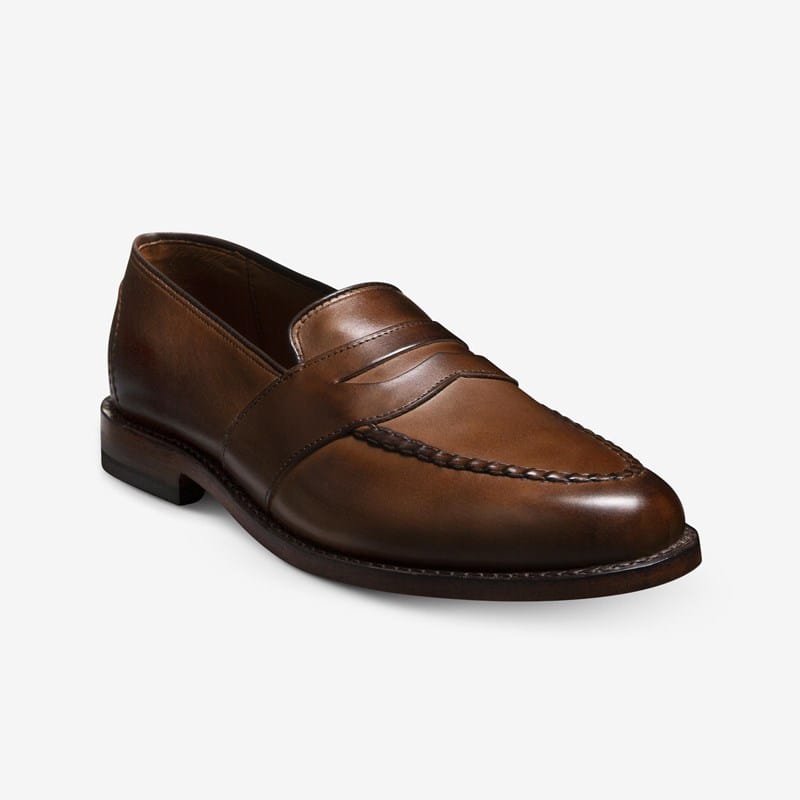 Allen Edmonds Randolph Penny Loafer in Coffee Brown Leather, size 7.0 3E