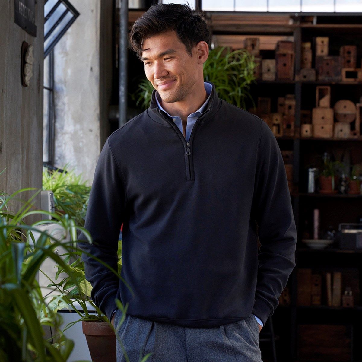 Zip Mock Neck Sweater Shirts | Allen 