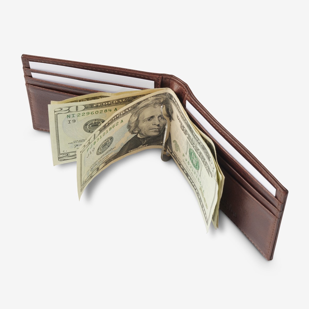 Bifold Leather Wallet with Money Clip Men