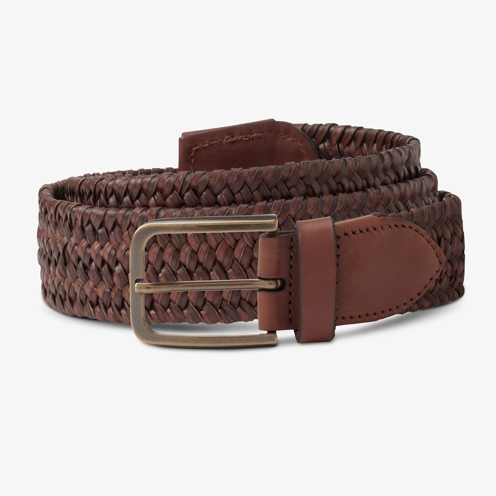 Woven Leather Belt - Brown