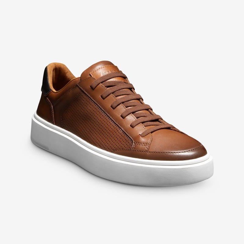 Allen Edmonds Oliver Slip-on Stretch-lace Sneaker in Luggage Tan Leather, size 12.0 3E