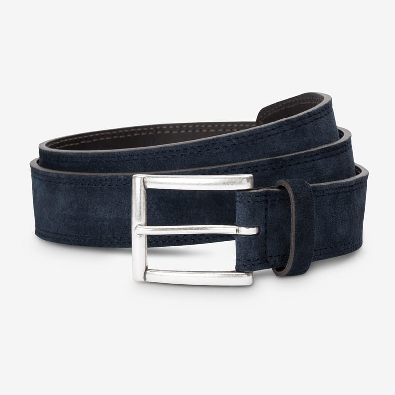 Allen Edmonds Bourbon Street Suede Dress Belt in Navy, size 30, Leather