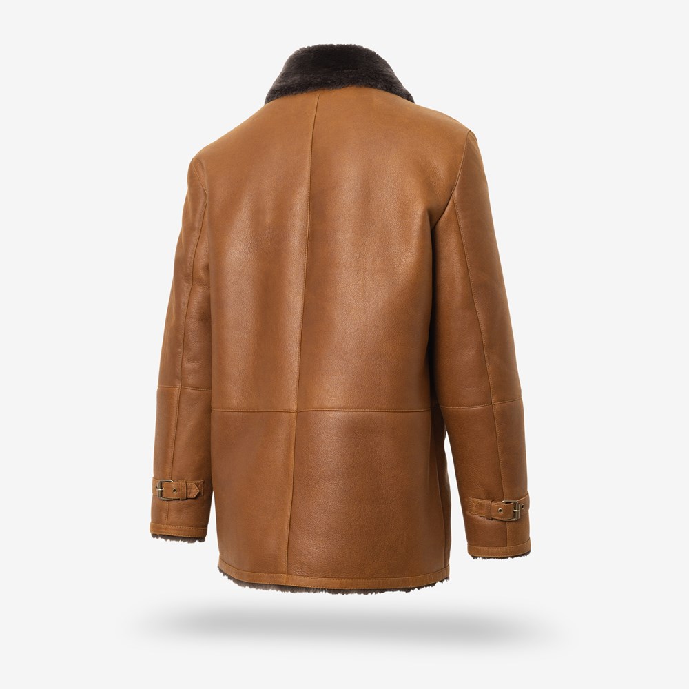 レザージャケット・コート Burberry Cappuccino Shearling Jacket Shearling Aviator Jacket in Otter - Men | Burberry® Official