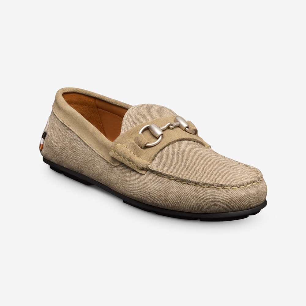 靴 Beige Premium Fringe Bit Loafers Beige suede men's moccasin | Kiton