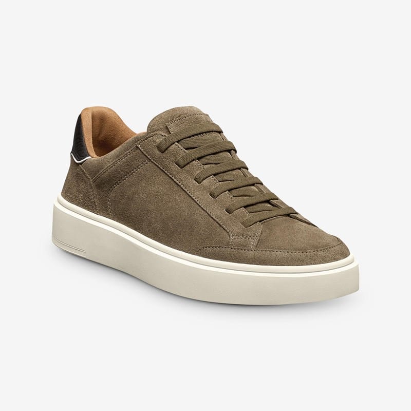 Allen Edmonds Oliver Slip-on Stretch-lace Sneaker in Tobacco Suede, size 7.5 D, Leather/Rubber
