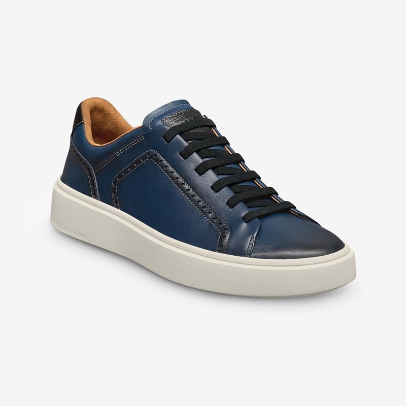 Allen Edmonds Oliver Slip-on Stretch-lace Brogue Sneaker in Navy Leather, size 10.0 3E