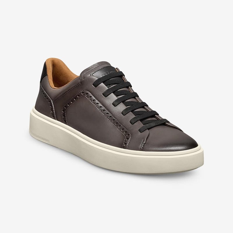 Allen Edmonds Oliver Slip-on Stretch-lace Brogue Sneaker in Grey Leather, size 10.0 3E
