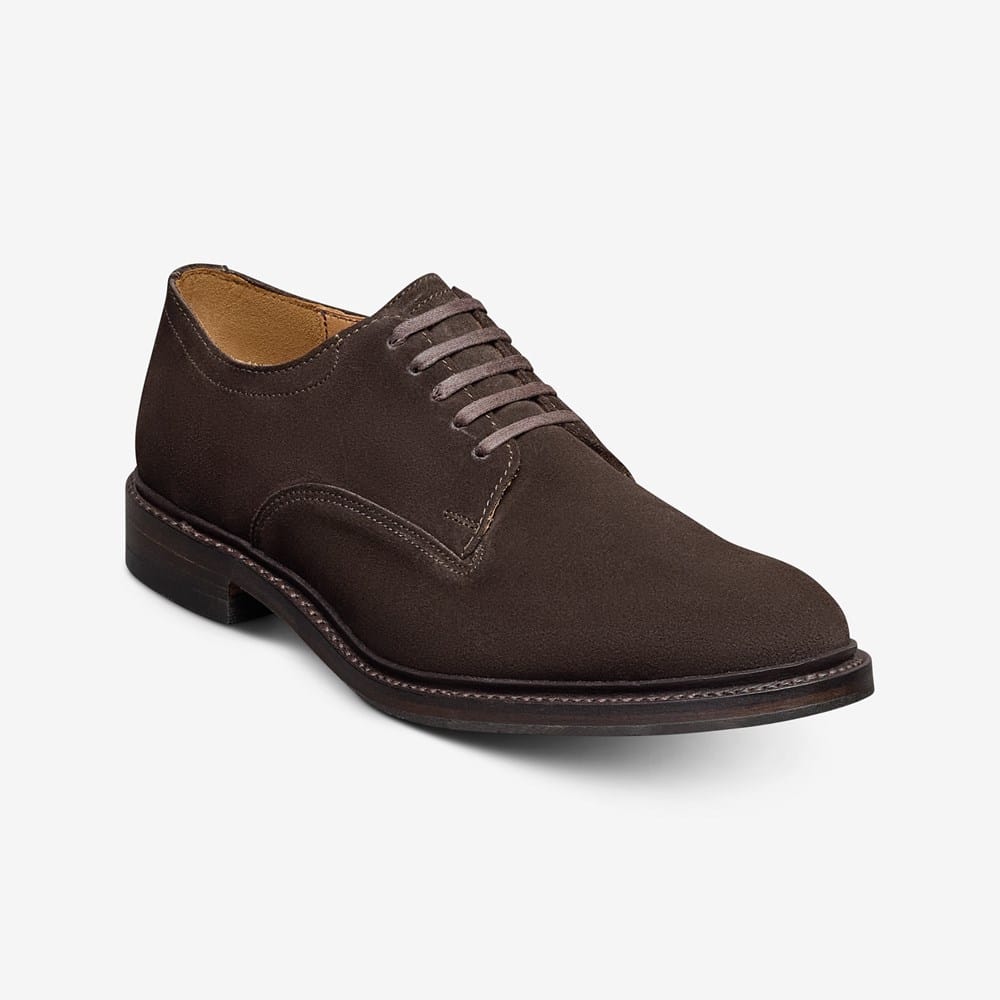 Allen Edmonds Trevor Plain-toe Derby Shoe in Bitter Chocolate Suede, size 8.0 3E, Leather/Rubber Allen Edmonds Trevor Plain-toe Derby Shoe in Bitter Chocolate Suede, size 8.0 3E, Leather/Rubber