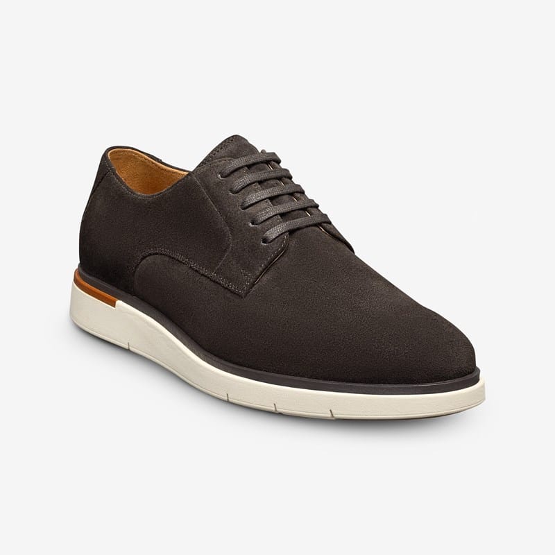 Allen Edmonds Carson Lace-up Hybrid Derby in Bitter Chocolate Suede, size 10.0 D, Leather/Rubber