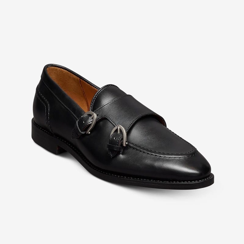 Allen Edmonds Randolph Monk Strap Dress Shoe in Black Leather, size 7.5 3E