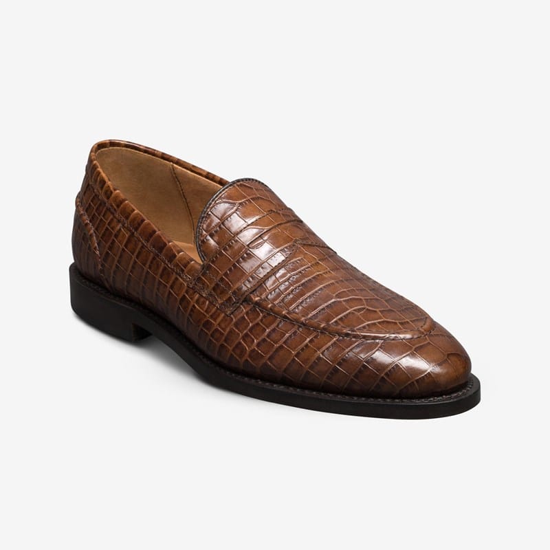 Allen Edmonds Randolph 2.0 Penny Loafer in Chili Embossed Croco Leather, size 10.5 D