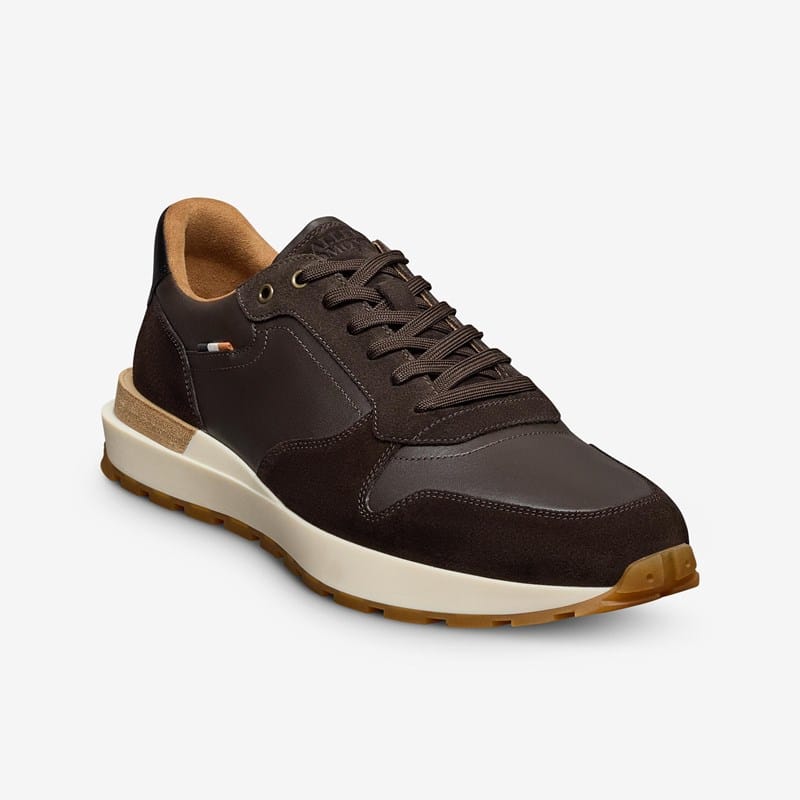 Allen Edmonds Lionel Lace-up Sneaker in Dark Brown Suede, size 8.5 D, Leather/Rubber
