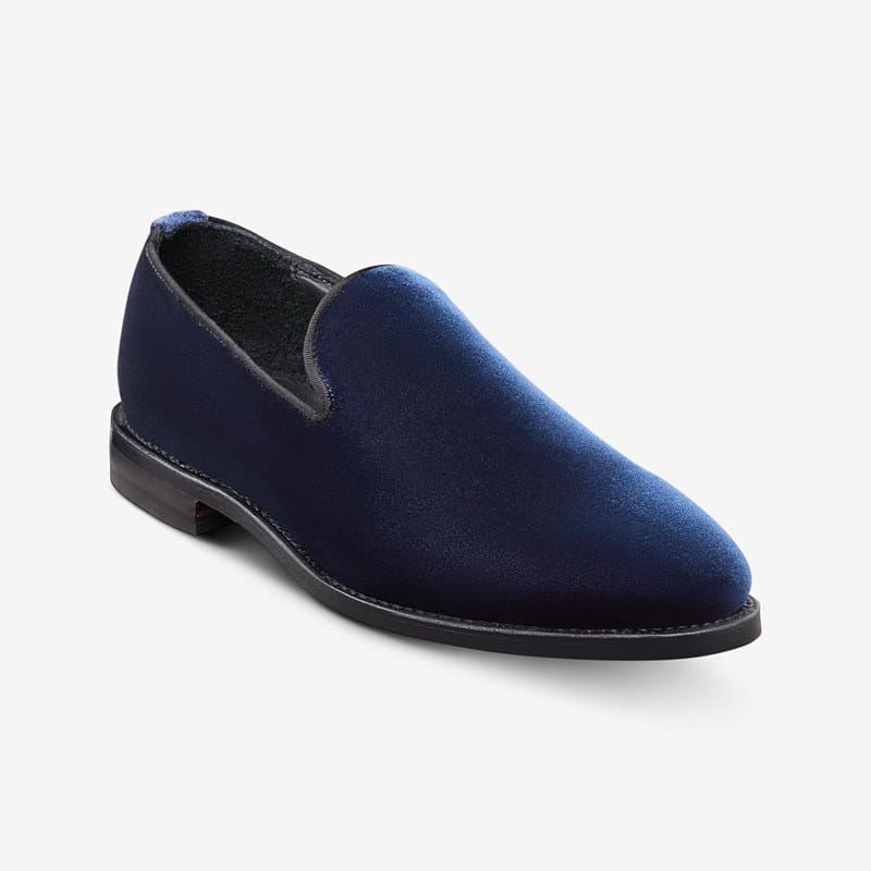Allen Edmonds Robinson Smoking Slip-on Loafer in Navy Velvet, size 10.0 D, Leather