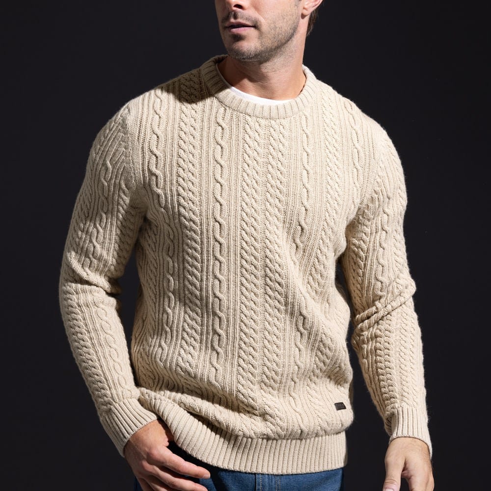Barbour Lowfen Cable-knit Crewneck Sweater Men's Shirts Allen