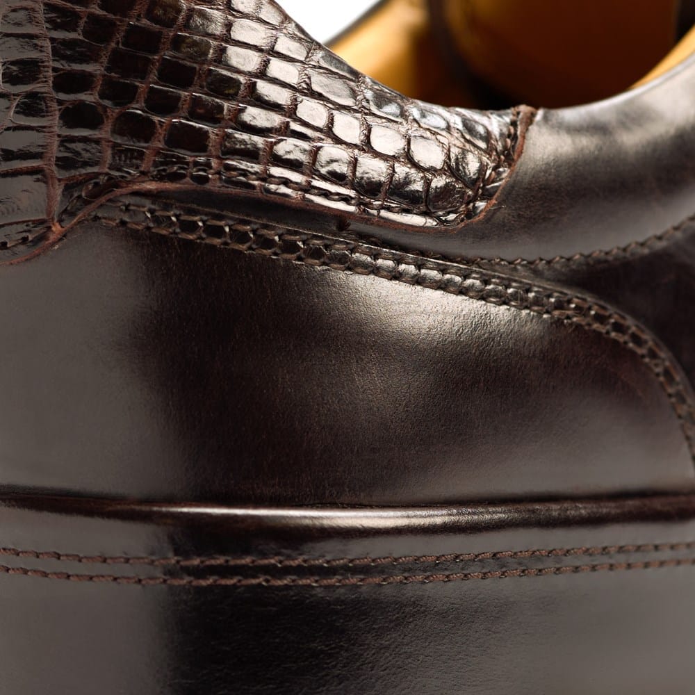 allen edmonds dress sneakers Allen Edmonds Hawthorne Reserve Lace-Up Sneaker in Deep Brown Calf & Genuine Croc, size 11.5 D, Leather/Rubber