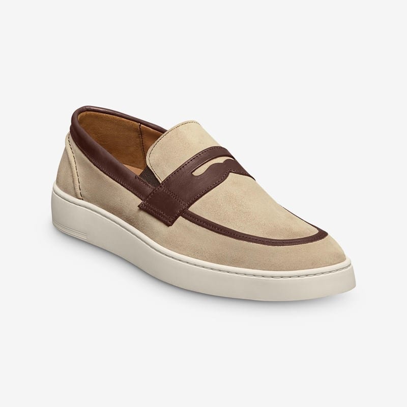 Allen Edmonds Randolph 2.0 Slip-on Sneaker in Sand/ChiliSuede & Leather, size 10.0 D, Leather/Rubber