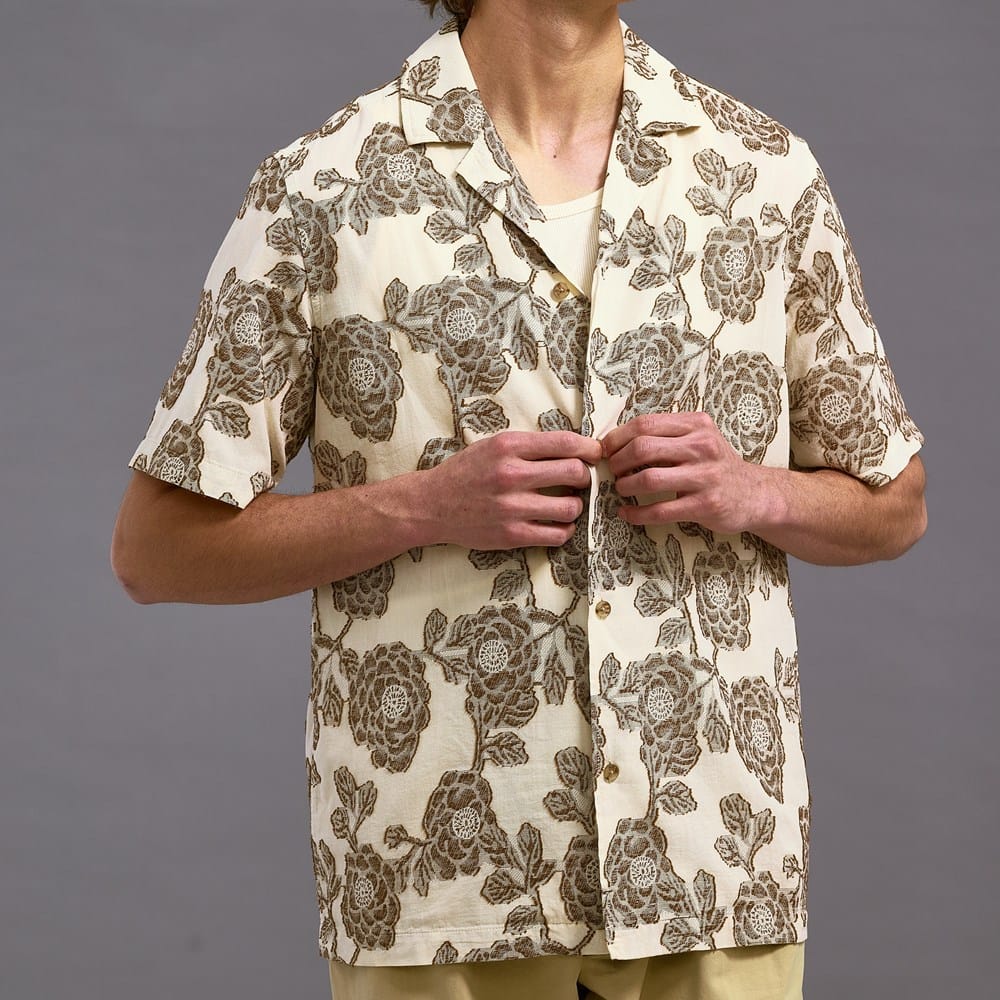 Les Deux Lesley Flower Jacquard Short-sleeve Shirt | Men's Shirts