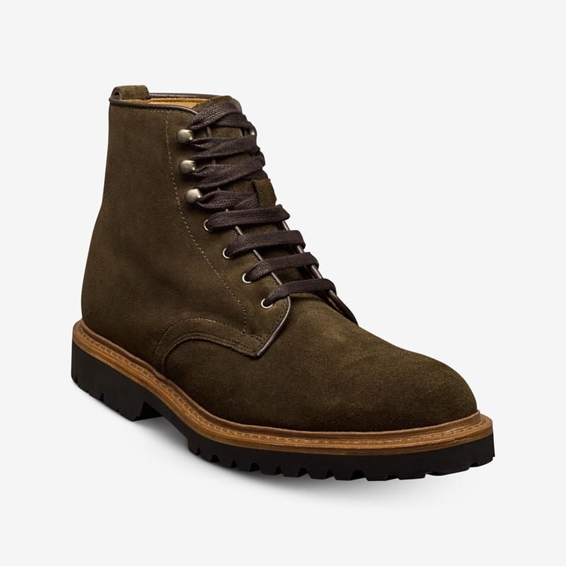 Allen Edmonds Reserve Charlton Reserve Plain-toe Boot Boots in Dark Olive Green Suede, size 9.5 3E, Leather