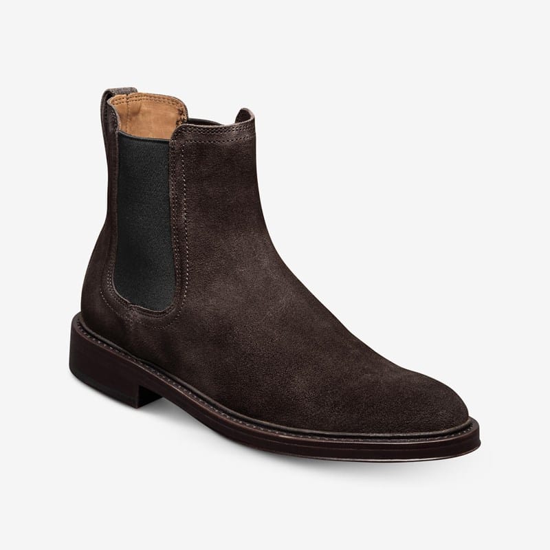 Allen Edmonds Boone Chelsea Boot Boots in Bitter Chocolate Suede, size 9.5 D, Leather/Rubber