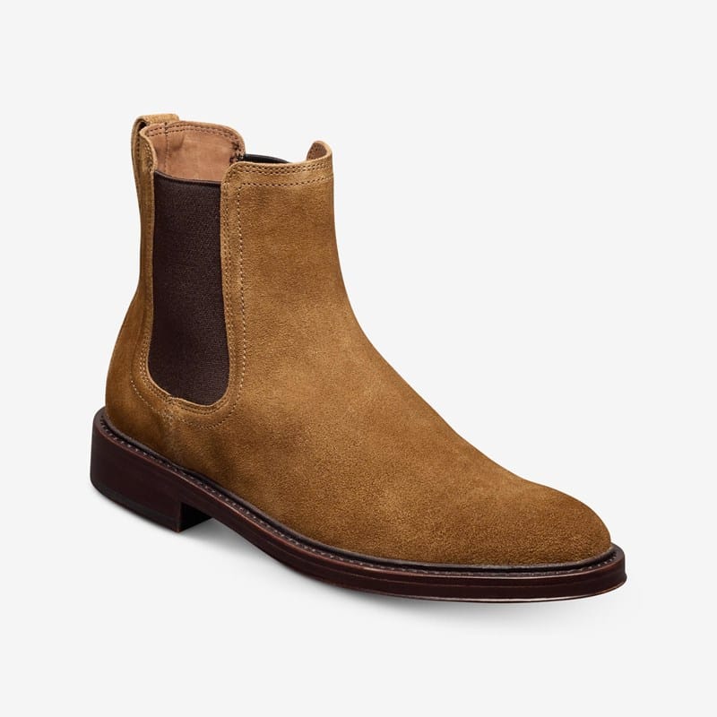 Allen Edmonds Boone Chelsea Boot Boots in Cinnamon Brown Suede, size 9.5 D, Leather/Rubber