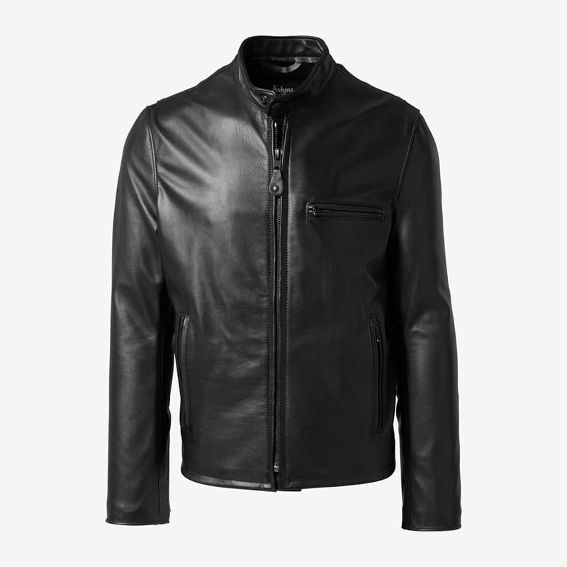 Allen Edmonds Schott N. Y.C. x Allen Edmonds Café Racer 2.0 Leather Jacket in Black Leather, size XXL