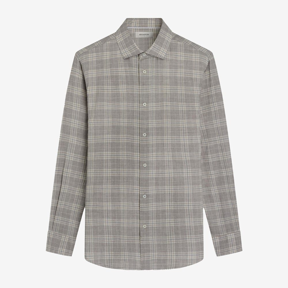 bugatchi dress shirts Axel Woven Long-sleeve Shirt in Cobblestone, size Small, Cotton/Polyester Lavetir Pink Sheath/Column Spaghetti Size:18 / 36 color-slate-blue Mens clothiers resistant breathable and quick