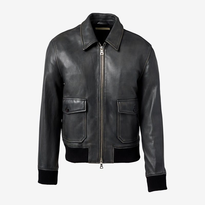 Officine Generale Cesario Lamb Leather Jacket in Black, size Medium