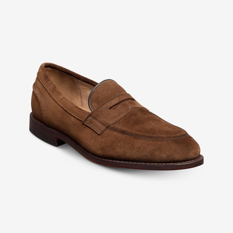Allen Edmonds Randolph 2.0 Penny Loafer in Sap Brown Suede, size 11.5 D, Leather
